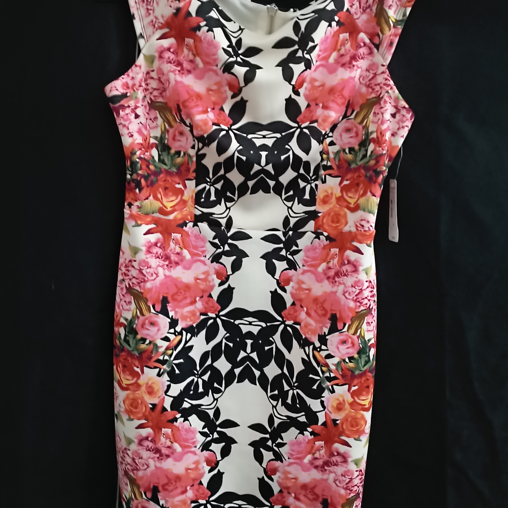 Bisou Bisou Floral Print Mini Dress - Pink, Orange, Black